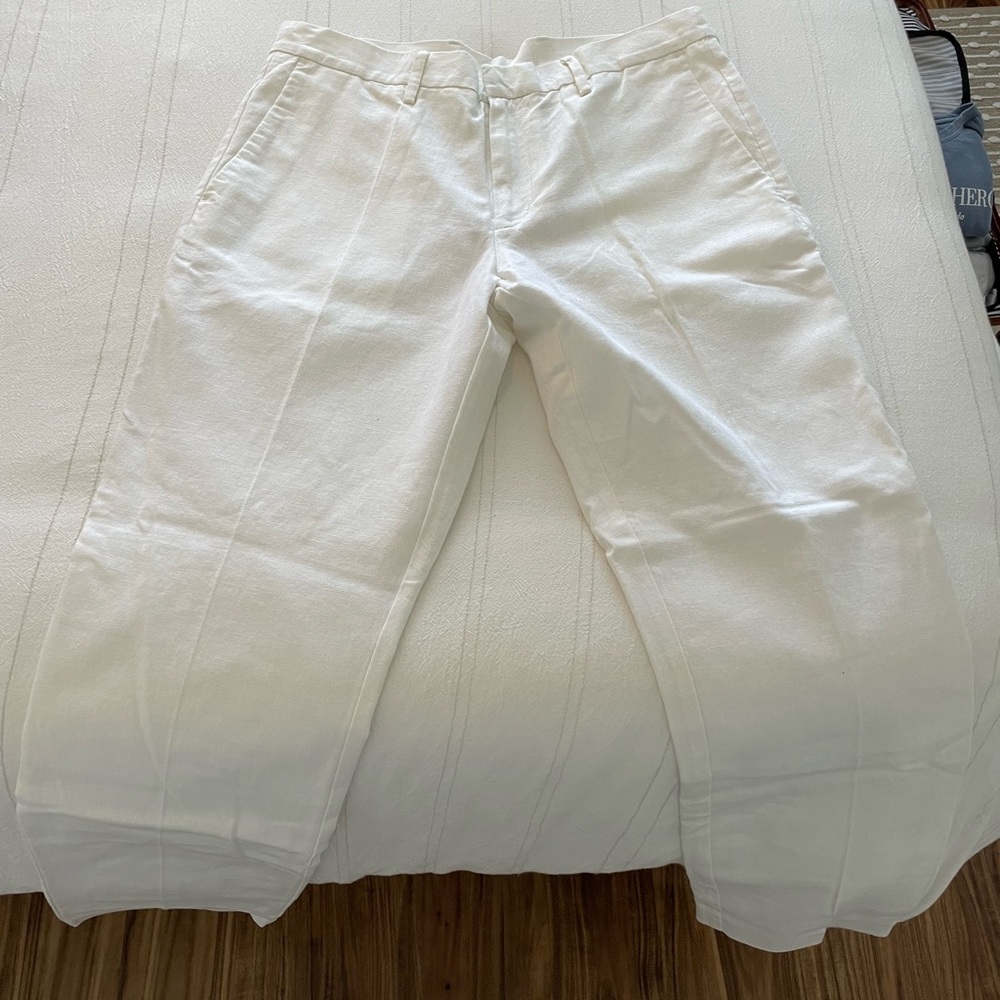 NWOT white linen pants 34/32